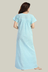 Aqua Blue Pure cotton Chikankari Amyra