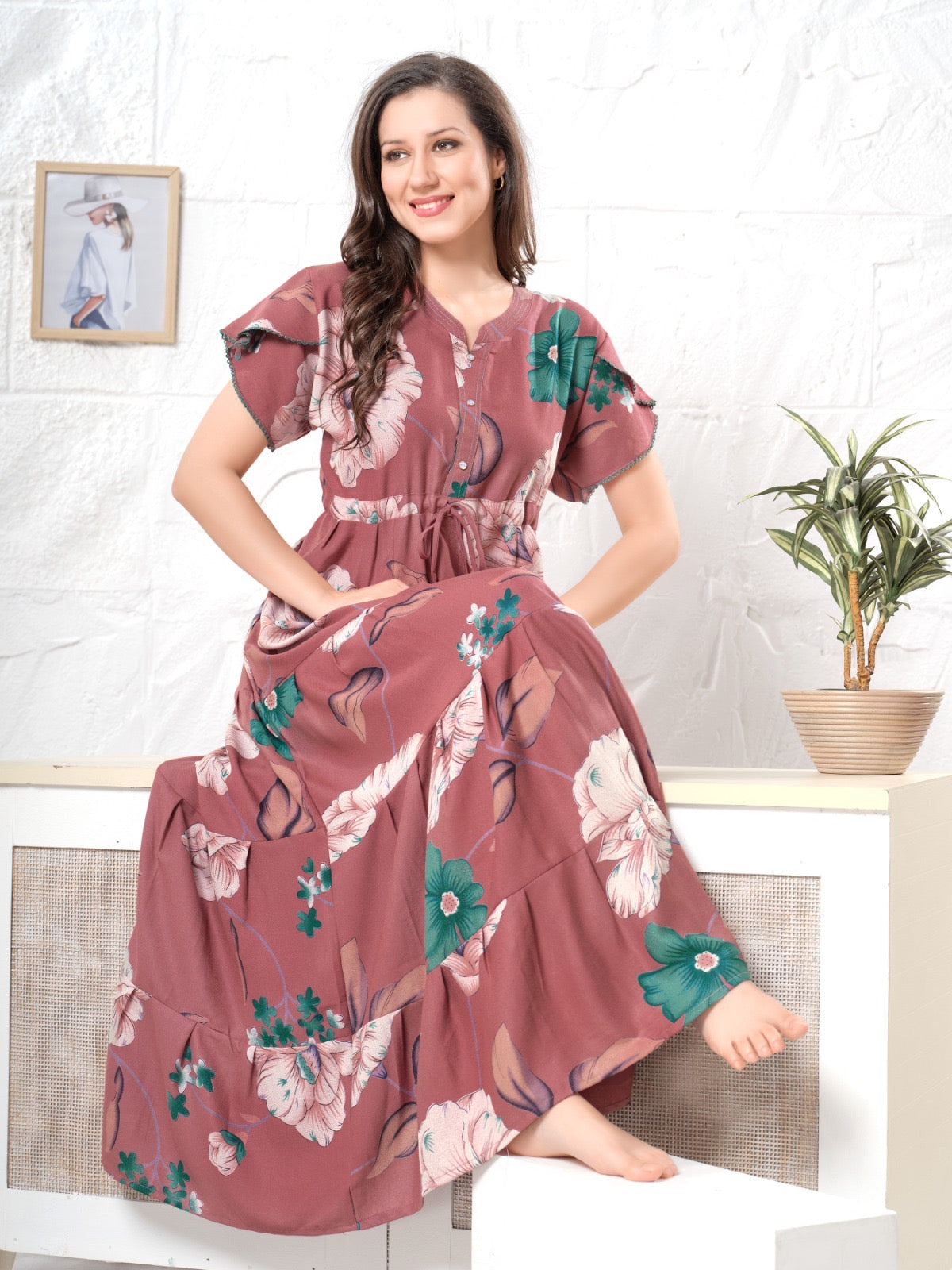Candy Pink Supima Cotton Umbrella Nightgown Emma