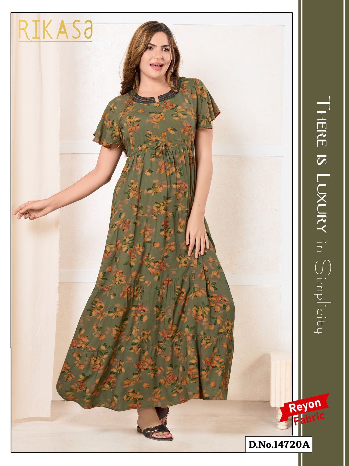 Hunter Green Reyon Cotton Umbrella Nightgown Rihana