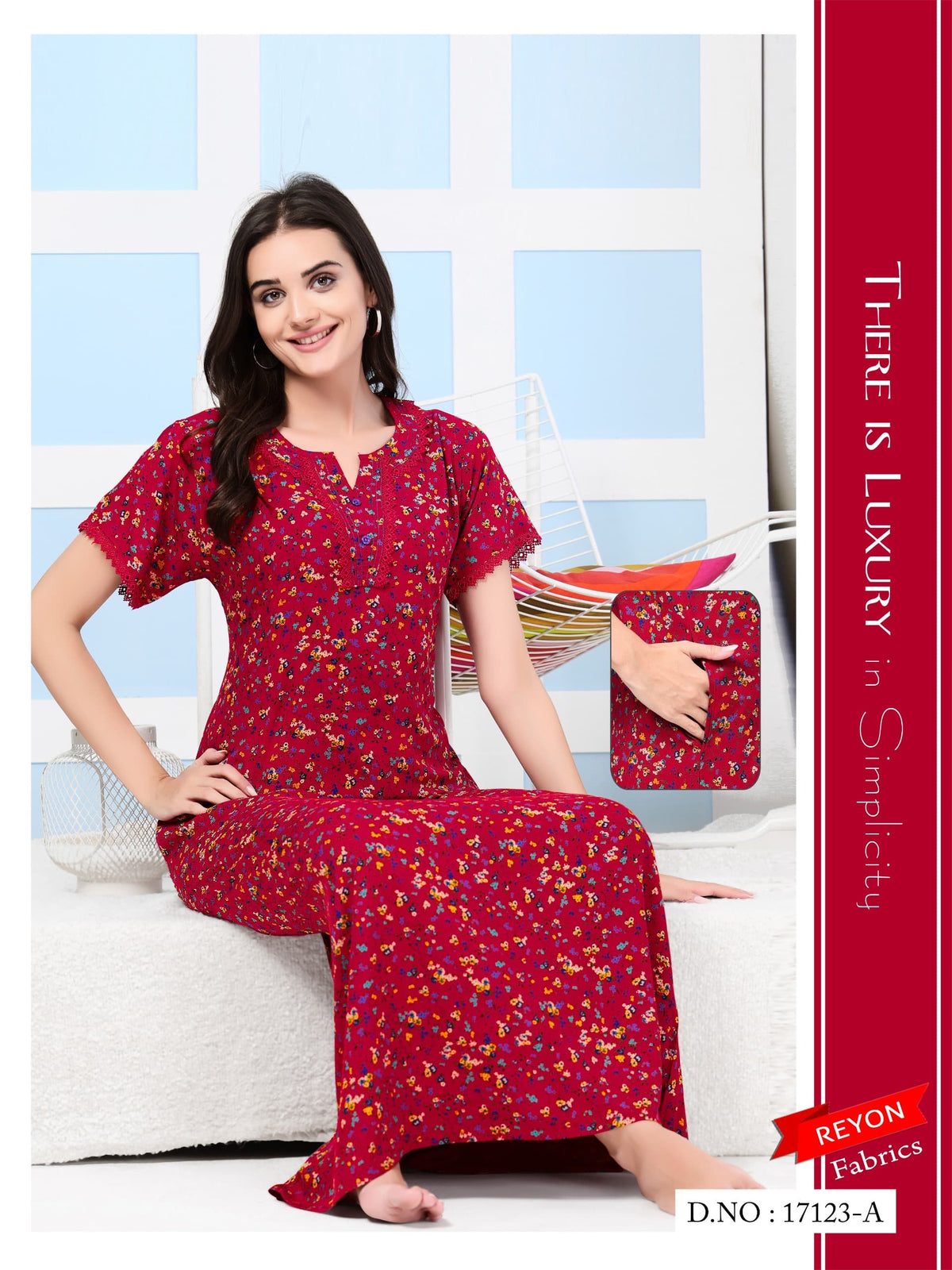 Cherry Red Reyon Suhana