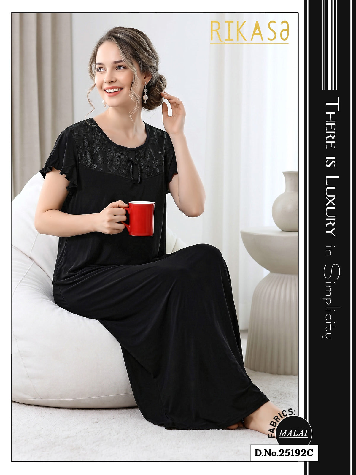 Dark Black Malai Fabric Ayesha