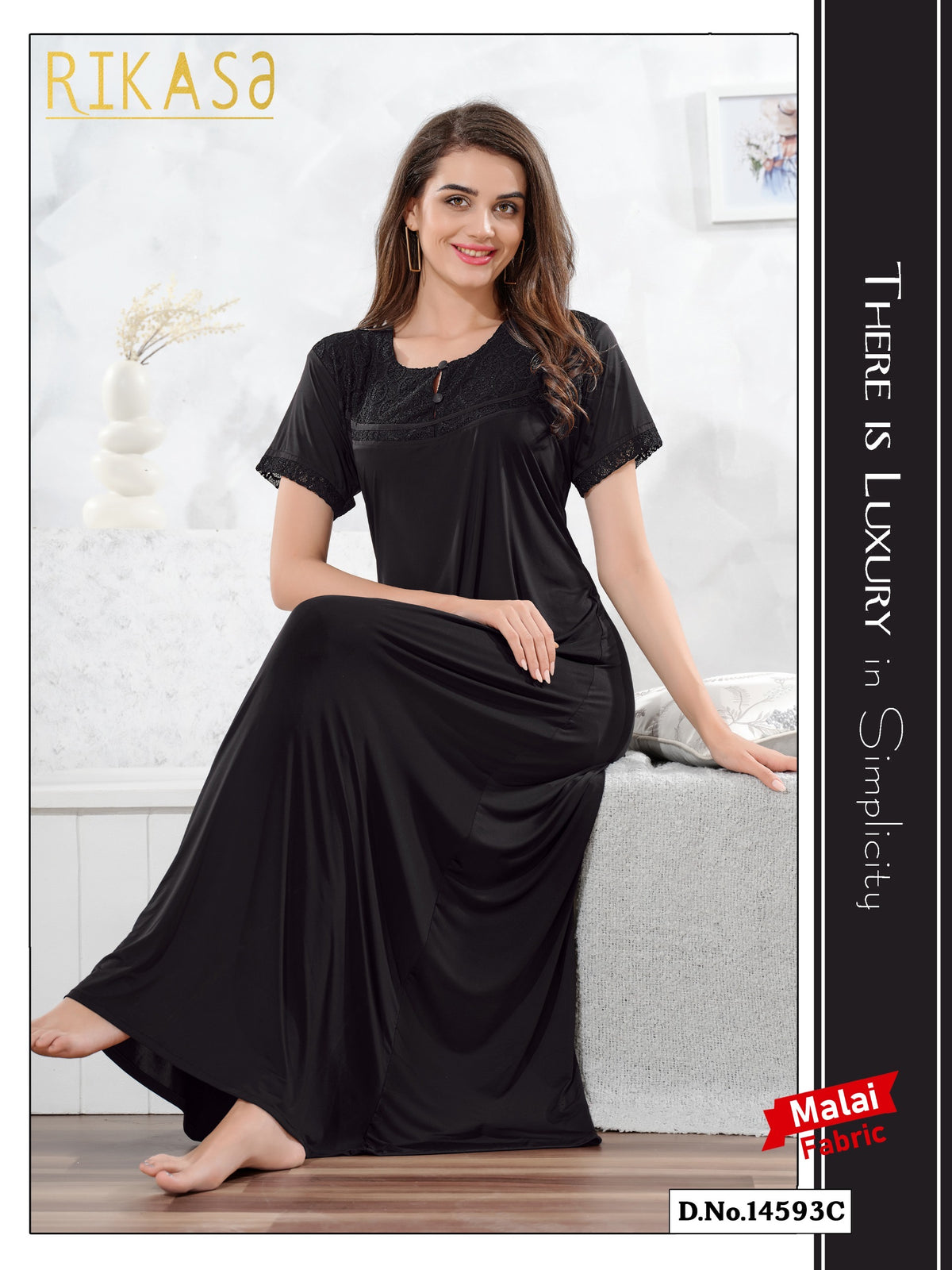 Dark Black Malai fabric Anvika