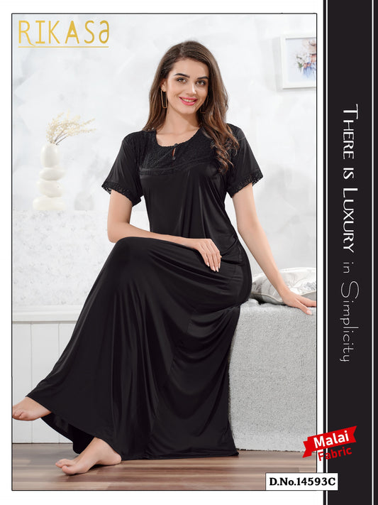 Dark Black Malai fabric Anvika