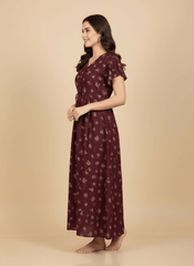 Maroon Supima Cotton Umbrella Nightgown Nysa