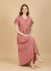 Salmon Pink Supima Cotton Umbrella Nightgown Prisha