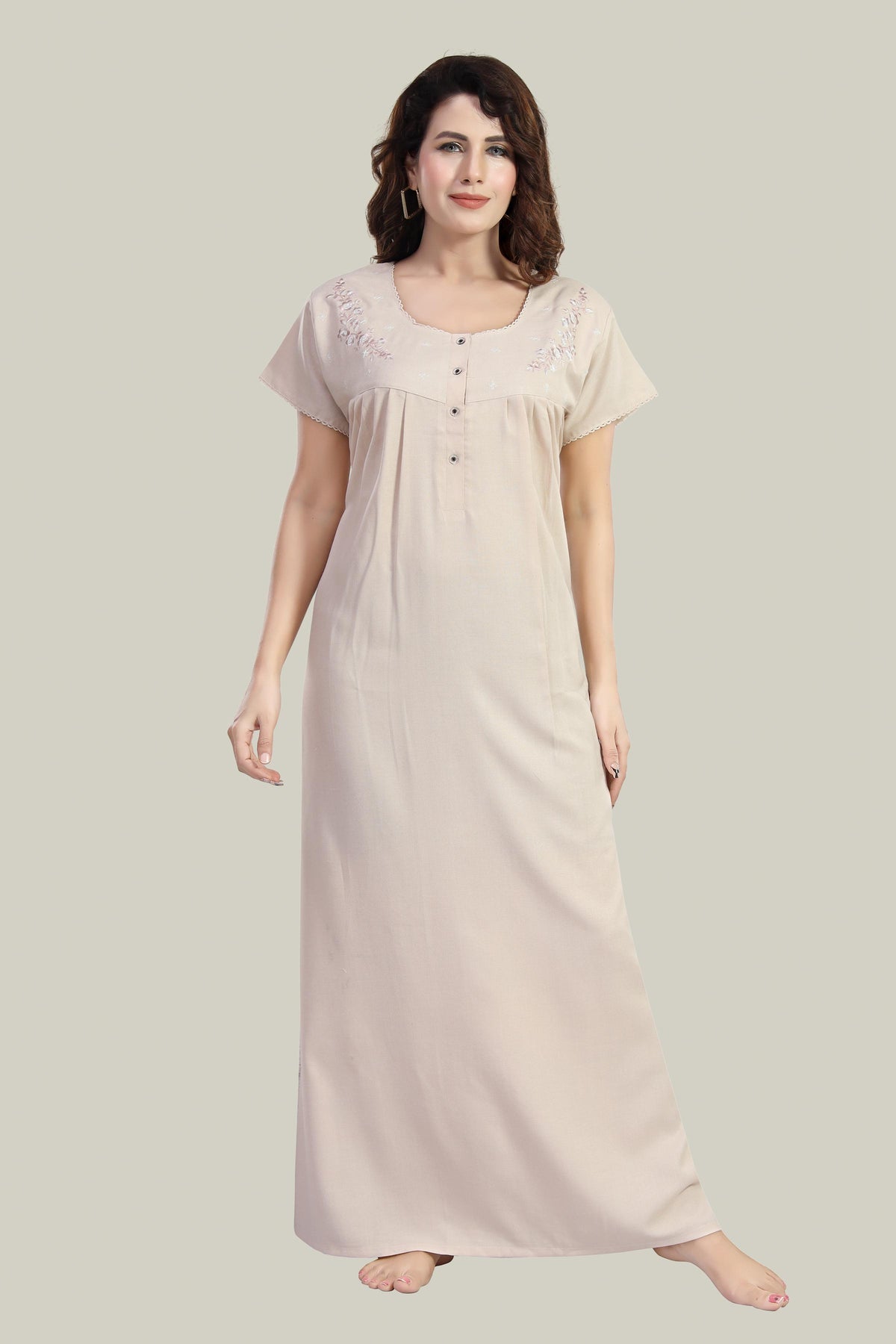 Beige Supima Cotton Plain Nisha