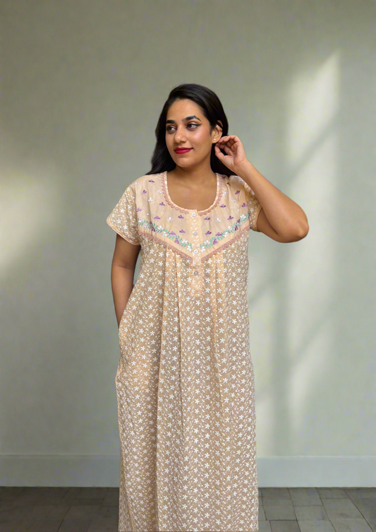 Light Orange Pure Cotton Chikankari Amyra