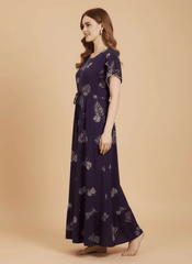 Midnight Purple Supima Cotton Umbrella Nightgown Anjali