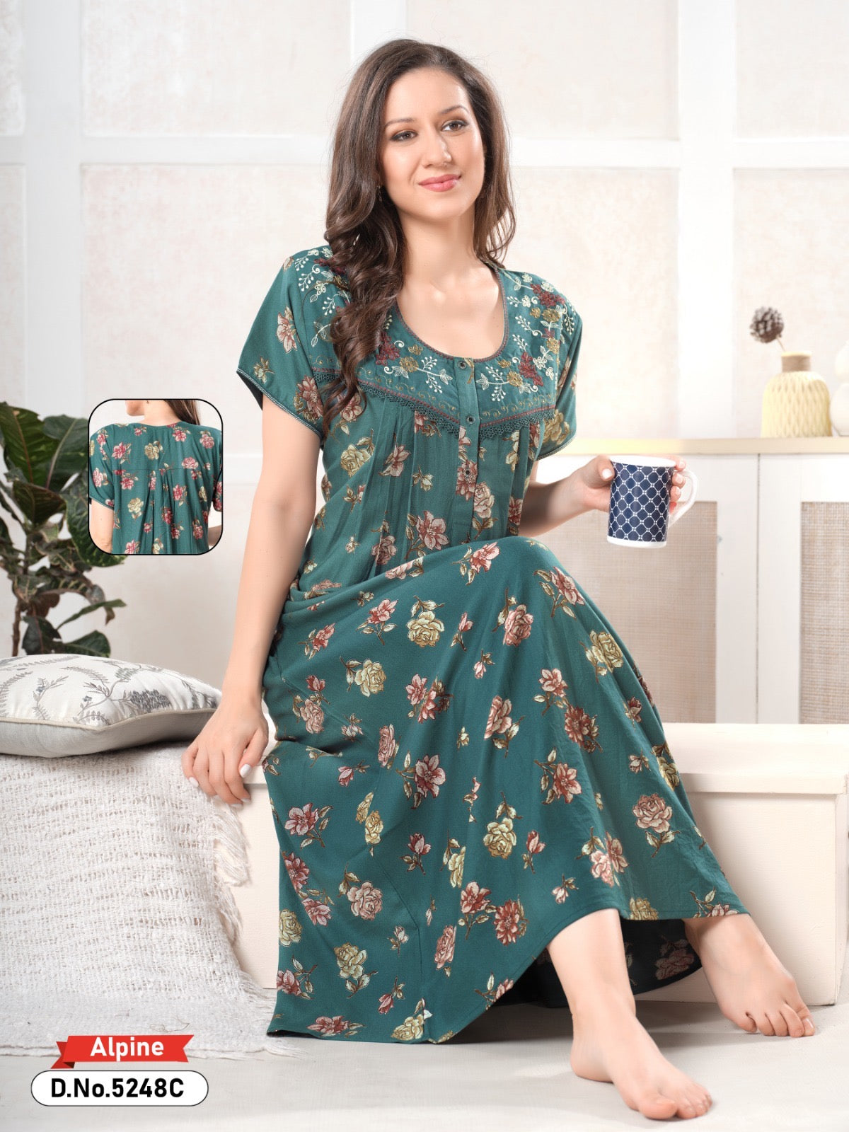 Bottle Green Pink Supima Cotton Khushi