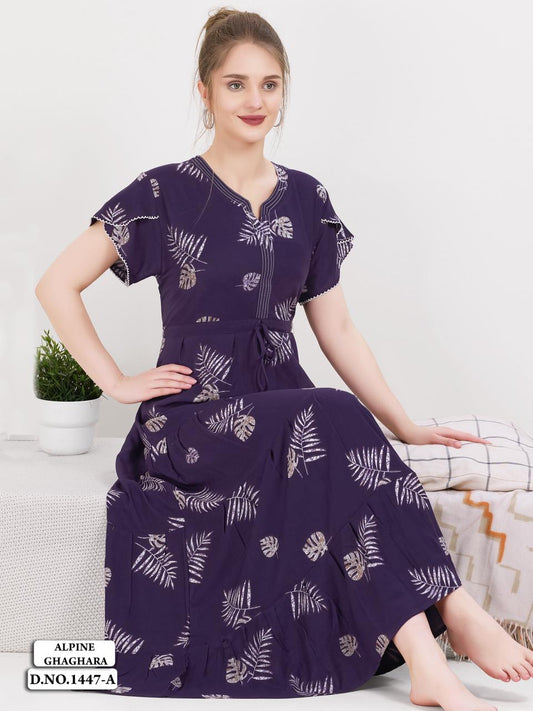 Midnight Purple Supima Cotton Umbrella Nightgown Anjali