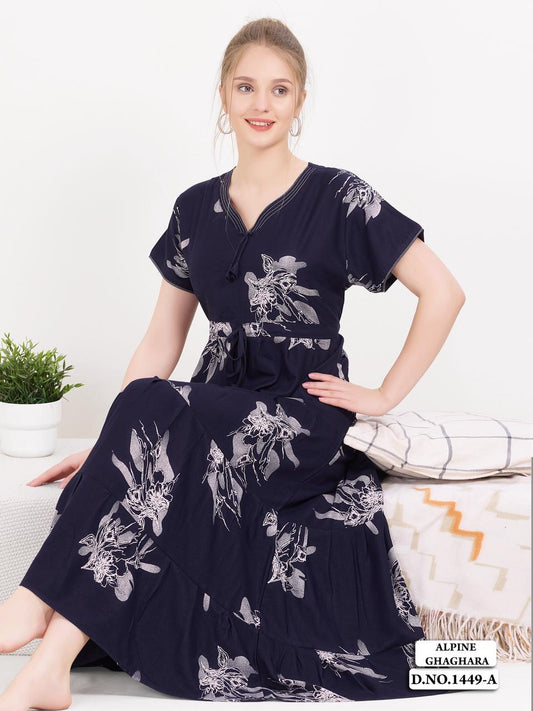 Navy blue Supima Cotton Umbrella Nightgown Ziva