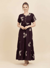 Brown Supima Cotton Umbrella Nightgown Priyanka