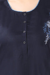 Navy Blue Supima Cotton Plain Nina