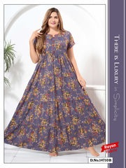 Lavender Reyon Cotton Umbrella Nightgown Elina