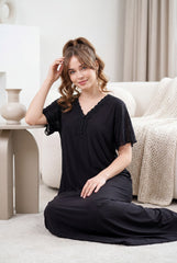 Dark Black Malai fabric Rubina