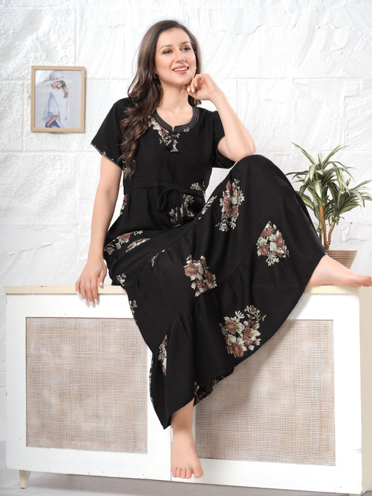 Black Supima Cotton Umbrella Nightgown Alina