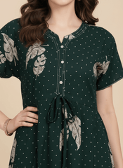 Bottle Green Supima Cotton Umbrella Nightgown Priyanka