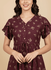 Maroon Supima Cotton Umbrella Nightgown Nysa
