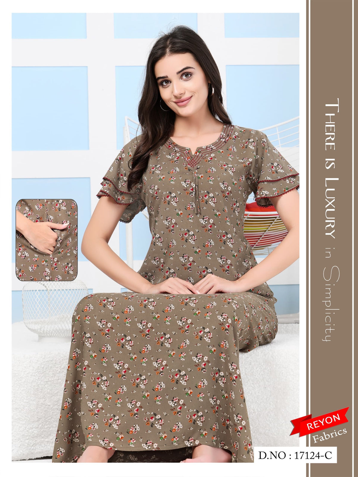 Teak Brown Reyon Amy