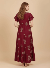 Red Supima Cotton Umbrella Nightgown Anjali