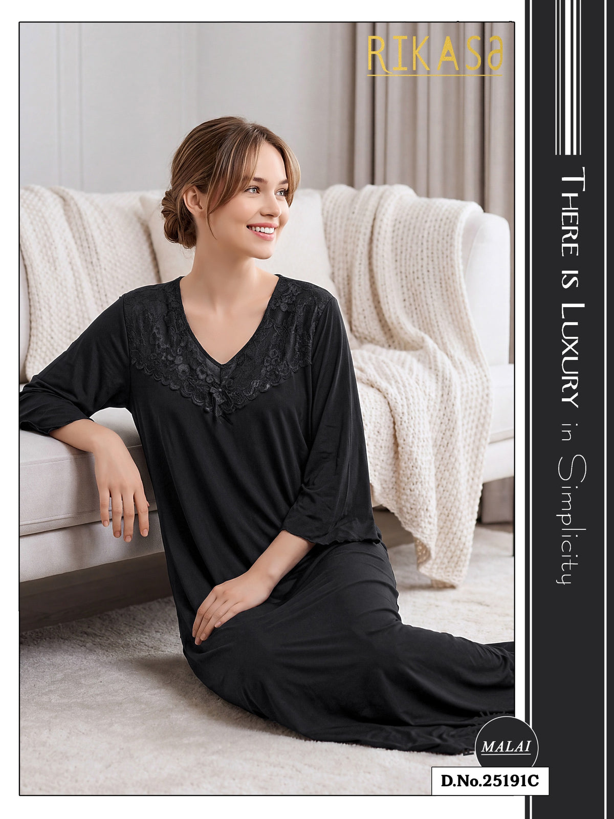Dark Black Long sleeves Malai Fabric Alia