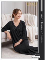 Dark Black Long sleeves Malai Fabric Alia