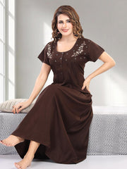 Chocolate Brown Supima Cotton Plain Nisha