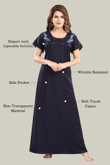 Navy Blue Supima Cotton Plain Nisha
