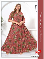 Apricot Orange Reyon Cotton Umbrella Nightgown Elina