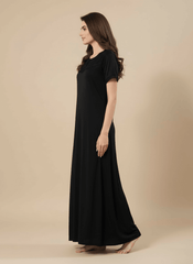 Dark Black Malai fabric Anvika