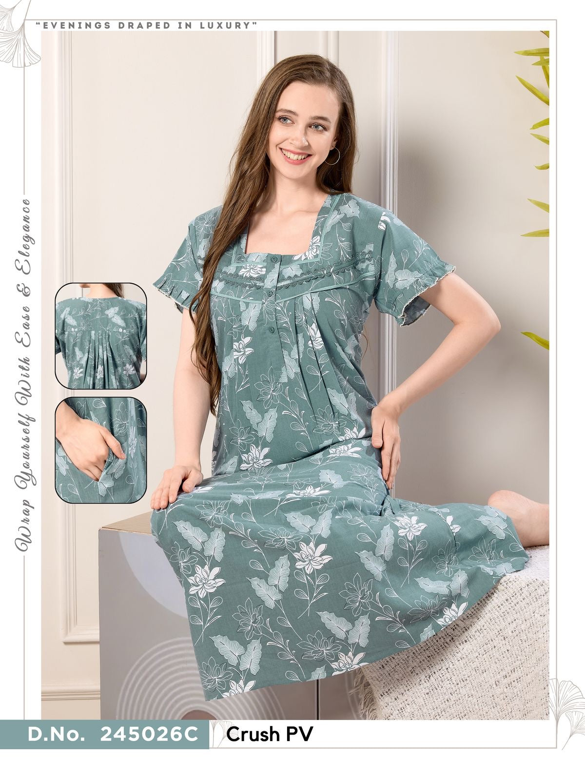 Cadet Blue Bamboo Cotton Liya