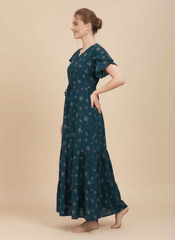 Turquoise Supima Cotton Umbrella Nightgown Nysa