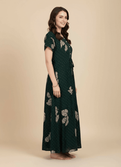Bottle Green Supima Cotton Umbrella Nightgown Priyanka