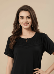 Dark Black Malai fabric Anvika