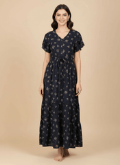 Navy Blue Supima Cotton Umbrella Nightgown Nysa