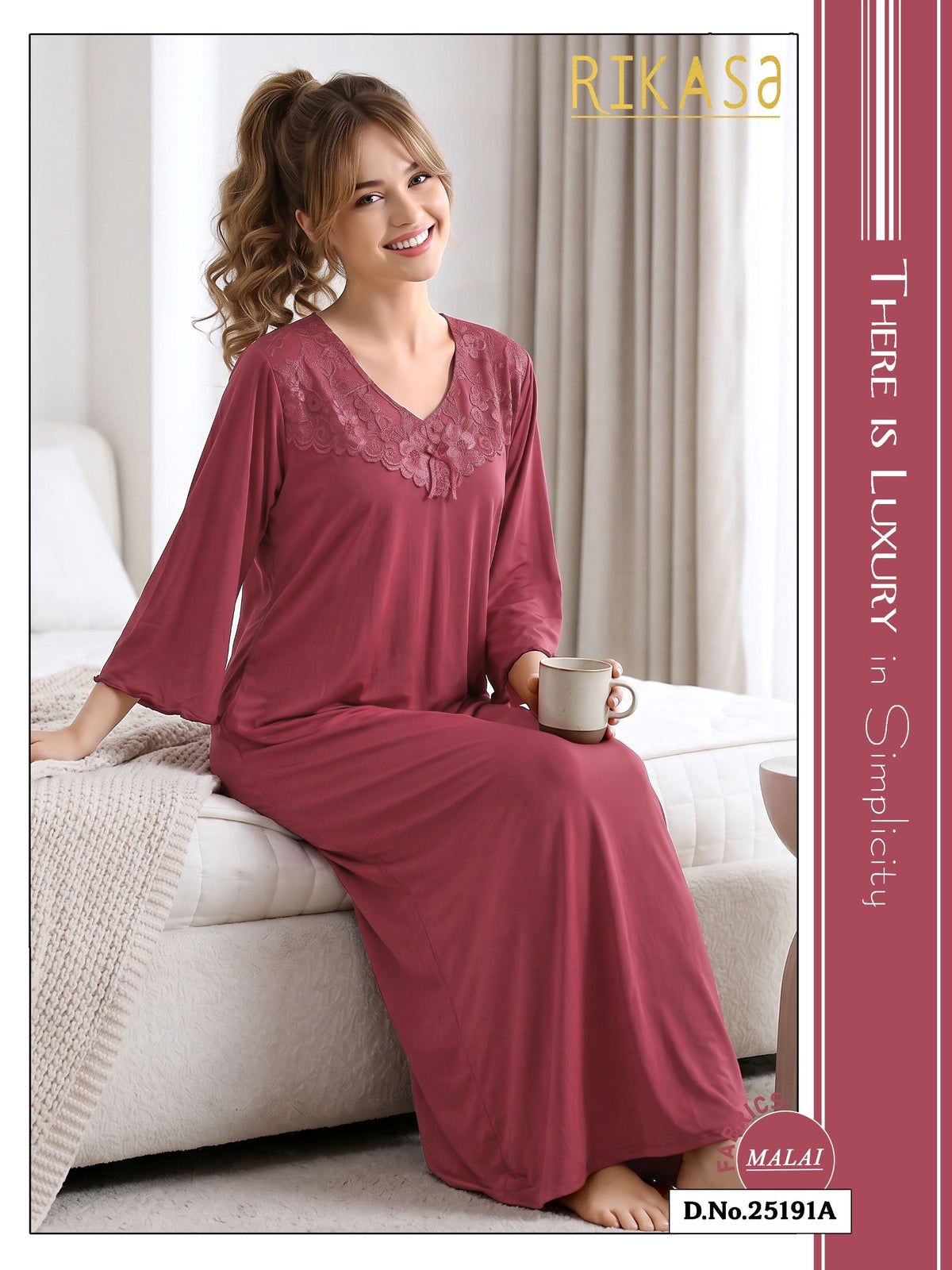 Cherry Red Long sleeves Malai Fabric Alia