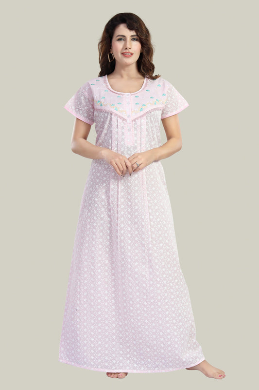 Blossom Pink Pure cotton Chikankari Amyra