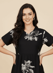 Black Supima Cotton Umbrella Nightgown Ziva