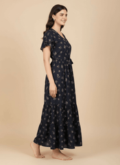 Navy Blue Supima Cotton Umbrella Nightgown Nysa