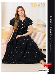Black Reyon Cotton Umbrella Nightgown Nova