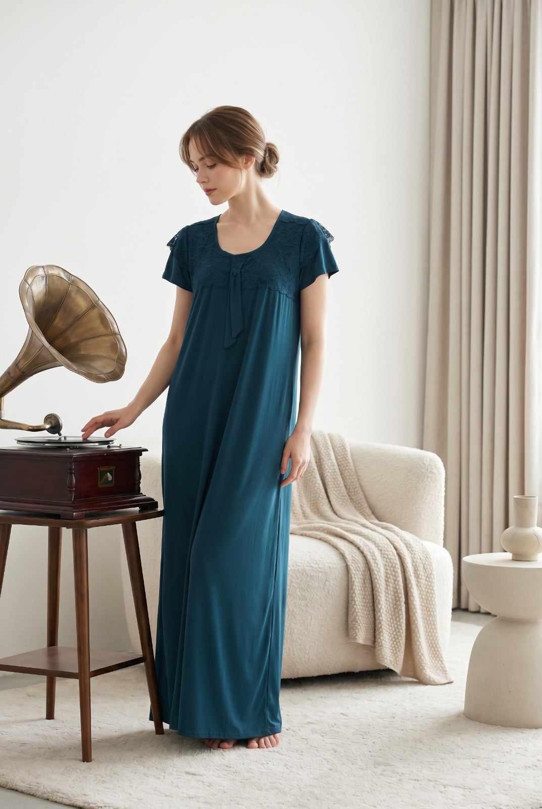 Teal Blue Malai fabric Alifya