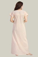 Light Orange Pure Cotton Chikankari Amyra