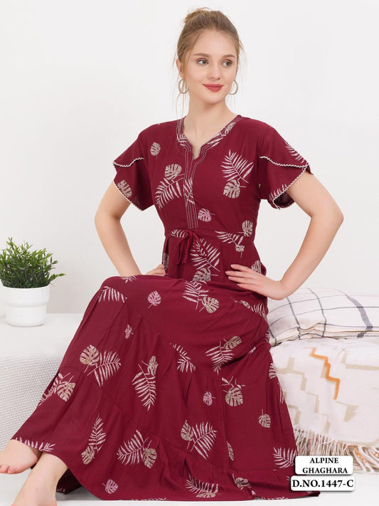 Red Supima Cotton Umbrella Nightgown Anjali