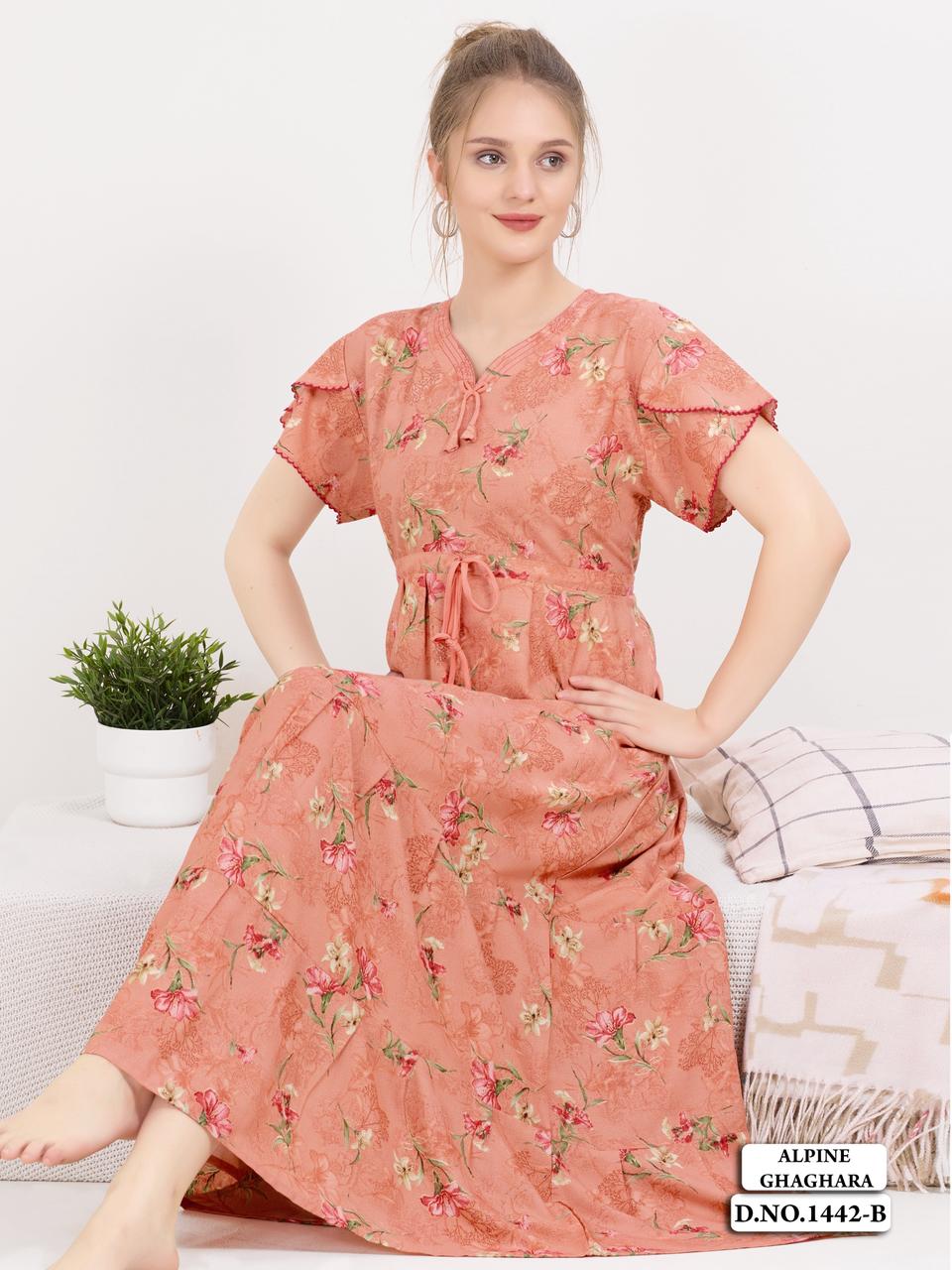 Orange Supima Cotton Umbrella Nightgown Prisha