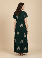 Bottle Green Supima Cotton Umbrella Nightgown Priyanka