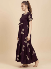 Wine Supima Cotton Umbrella Nightgown Priyanka