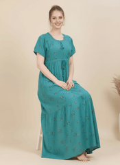 Teal Blue Supima Cotton Umbrella Nightgown Monisha