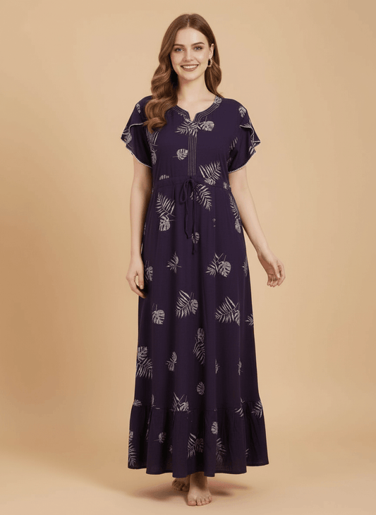 Midnight Purple Supima Cotton Umbrella Nightgown Anjali
