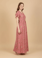 Salmon Pink Supima Cotton Umbrella Nightgown Prisha