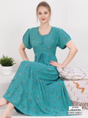 Teal Blue Supima Cotton Umbrella Nightgown Monisha